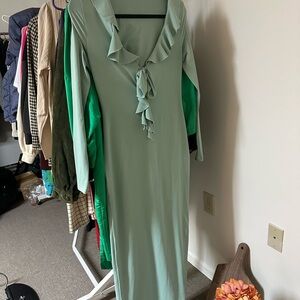Elegant Mint Green Ruffle Dress